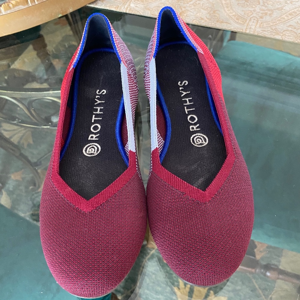 Rothy’s flats euc 7.5 red blue